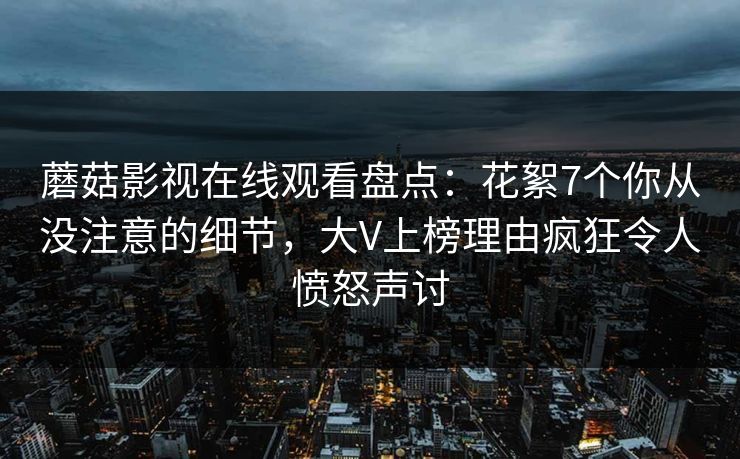 蘑菇影视在线观看盘点：花絮7个你从没注意的细节，大V上榜理由疯狂令人愤怒声讨