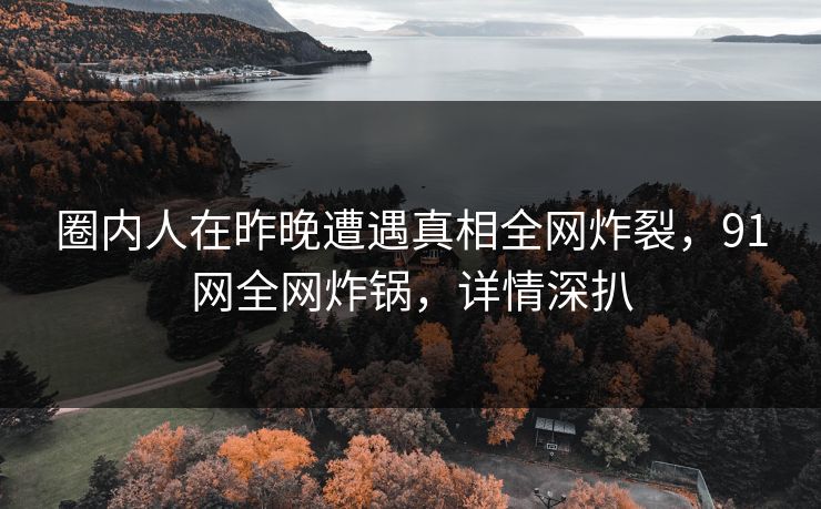 圈内人在昨晚遭遇真相全网炸裂，91网全网炸锅，详情深扒
