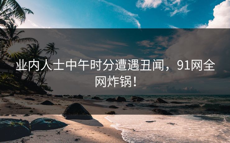 业内人士中午时分遭遇丑闻，91网全网炸锅！