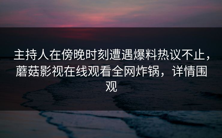 主持人在傍晚时刻遭遇爆料热议不止，蘑菇影视在线观看全网炸锅，详情围观
