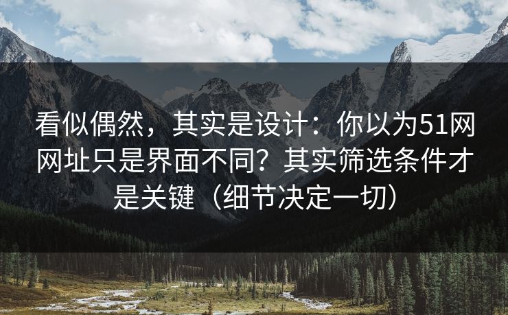 看似偶然，其实是设计：你以为51网网址只是界面不同？其实筛选条件才是关键（细节决定一切）