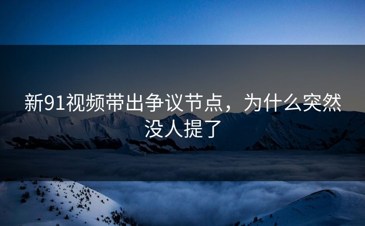 新91视频带出争议节点，为什么突然没人提了