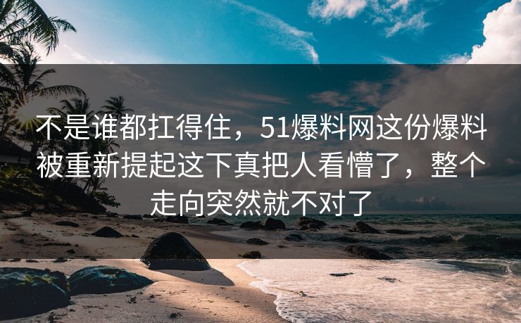 不是谁都扛得住，51爆料网这份爆料被重新提起这下真把人看懵了，整个走向突然就不对了