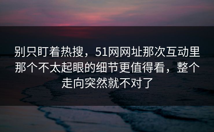 别只盯着热搜，51网网址那次互动里那个不太起眼的细节更值得看，整个走向突然就不对了